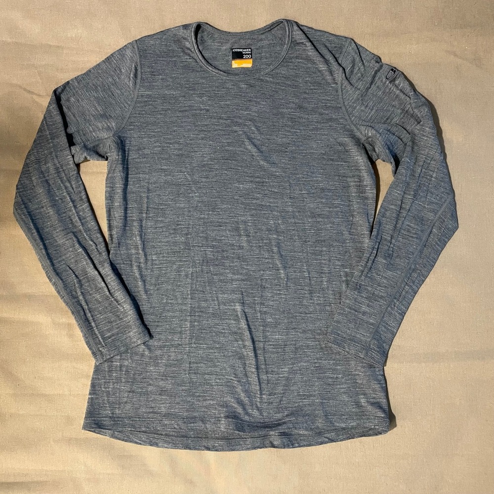 Icebreaker Merino 200 Base Layer Women's Sz L Gray Long Sleeve Performance Gorp